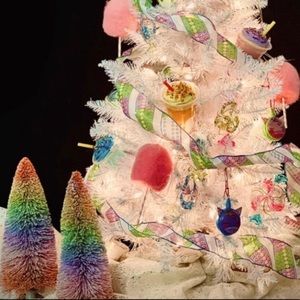 Set of 2 Rainbow Bristle Brush Trees NWT